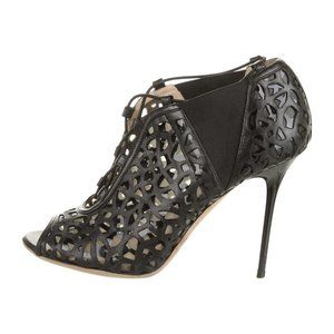 JIMMY Choo Tactic Napa Laser Cut Lace-Up Booties Size 7